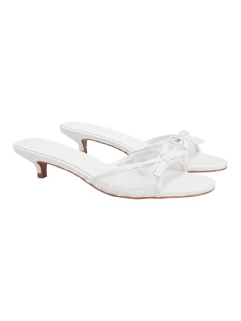 Women's Lace Kitten Heels Bow Slip On Heeled Sandals
